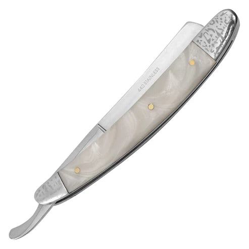 Buckshot Knives - 10" Straight White Razor | Classic Folding Razor