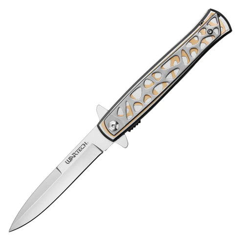 Wartech 9" Patterned Silver Pocket Knife